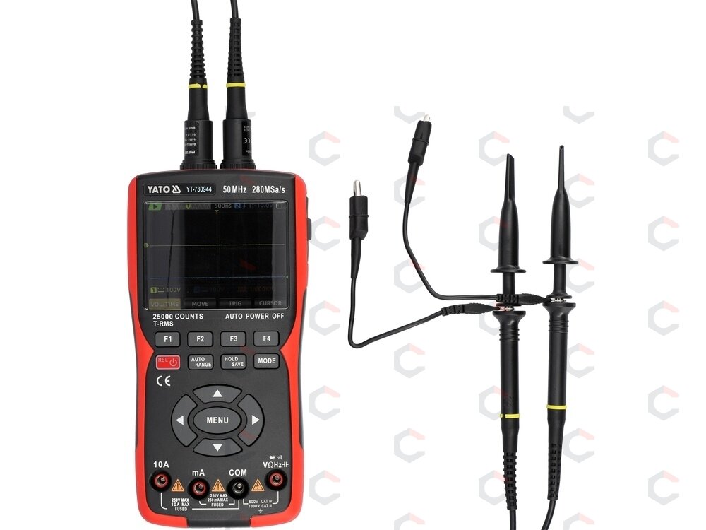 2 kanalų 50 MHz osciloskopas su multimetru ir signalų generatoriumi | 280 MSa/s, TRUE RMS (YT-730944) 9 2 kanalų 50 MHz osciloskopas su multimetru ir signalų generatoriumi | 280 MSa/s, TRUE RMS (YT-730944) 9