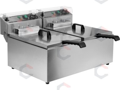 Elektrinė gruzdintuvė 2 kamerų | 2 × 11,5 l (YG-04624) Elektrinė gruzdintuvė 2 kamerų | 2 × 11,5 l (YG-04624)