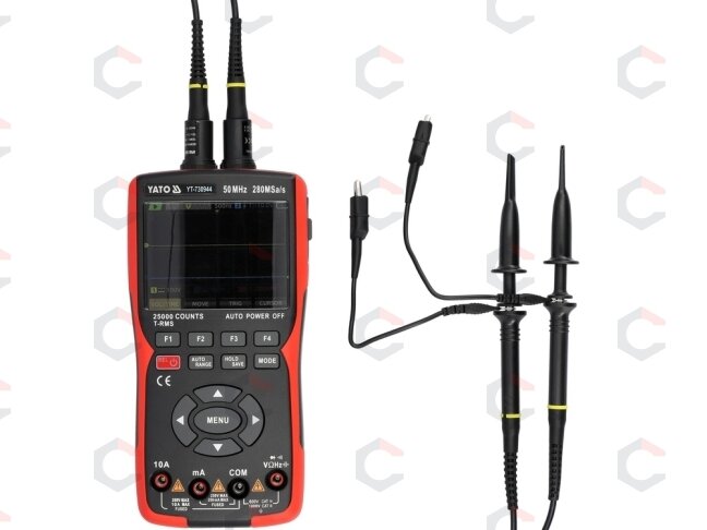 2 kanalų 50 MHz osciloskopas su multimetru ir signalų generatoriumi | 280 MSa/s, TRUE RMS (YT-730944) 9 2 kanalų 50 MHz osciloskopas su multimetru ir signalų generatoriumi | 280 MSa/s, TRUE RMS (YT-730944) 9