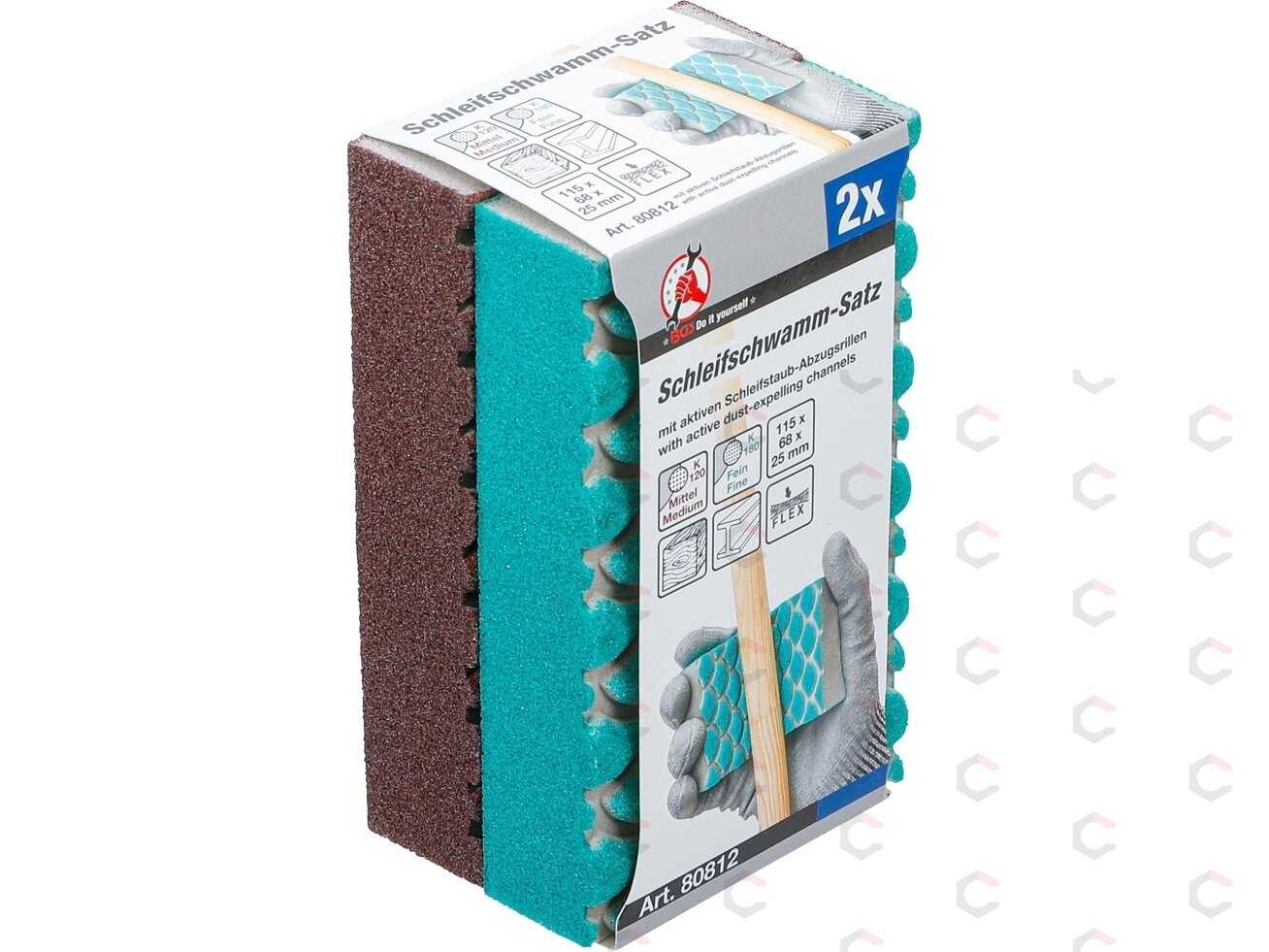 Abrazyvinių kempinių rinkinys | K 120, 180 | 2 vnt. (80812) 4 Abrazyvinių kempinių rinkinys | K 120, 180 | 2 vnt. (80812) 4