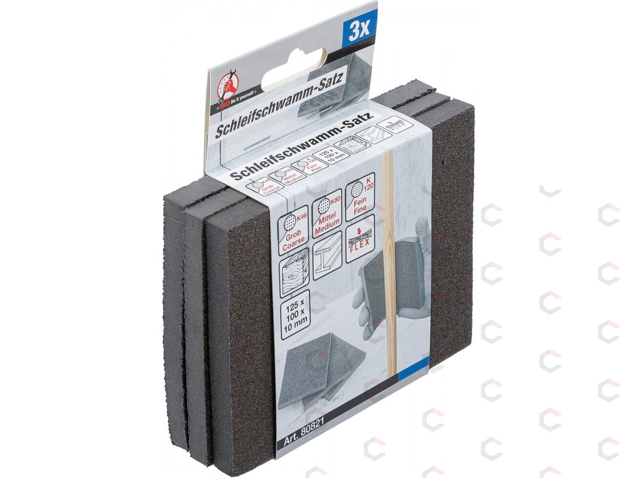 Abrazyvinių kempinių rinkinys | K 46, 80, 120 | 3 vnt. (80821) 2 Abrazyvinių kempinių rinkinys | K 46, 80, 120 | 3 vnt. (80821) 2