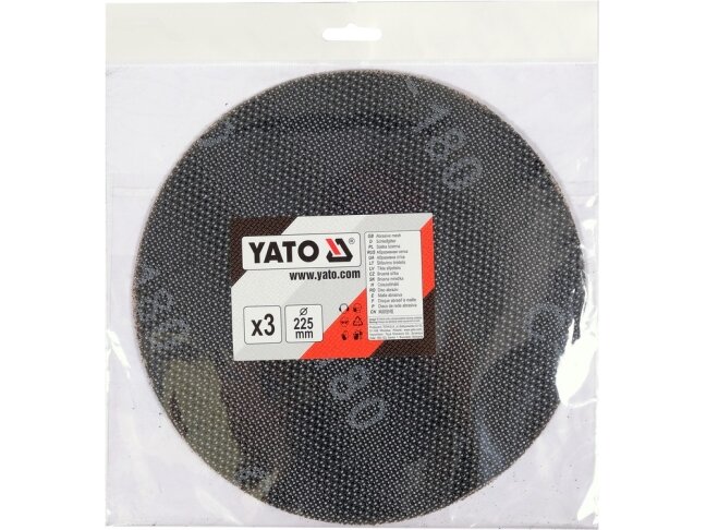 Abrazyvinis tinklinis diskas su Velcro | P180 | 225 mm | 3 vnt. (YT-845853) 1 Abrazyvinis tinklinis diskas su Velcro | P180 | 225 mm | 3 vnt. (YT-845853) 1