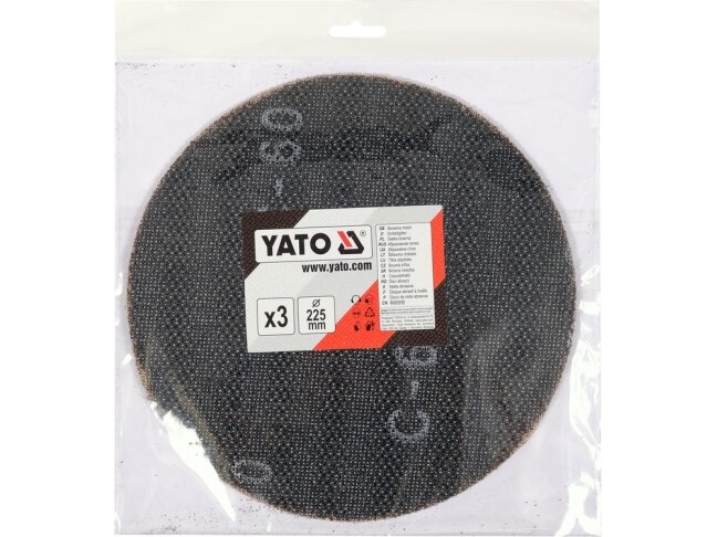 Abrazyvinis tinklinis diskas su Velcro | P60 | 225 mm | 3 vnt. (YT-845803) 1 Abrazyvinis tinklinis diskas su Velcro | P60 | 225 mm | 3 vnt. (YT-845803) 1