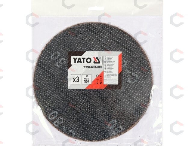 Abrazyvinis tinklinis diskas su Velcro | P80 | 225 mm | 3 vnt. (YT-845813) 1 Abrazyvinis tinklinis diskas su Velcro | P80 | 225 mm | 3 vnt. (YT-845813) 1