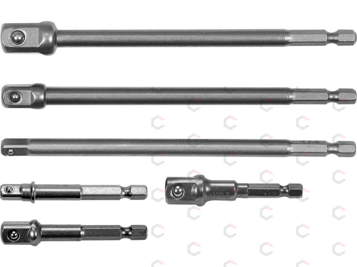 Adapterių komplektas | ilgi ir trumpi | iš 1/4"(6,3 mm) į galvutes 1/4" - 3/8" - 1/2" | 150 mm (YT-04629) Adapterių komplektas | ilgi ir trumpi | iš 1/4"(6,3 mm) į galvutes 1/4" - 3/8" - 1/2" | 150 mm (YT-04629)