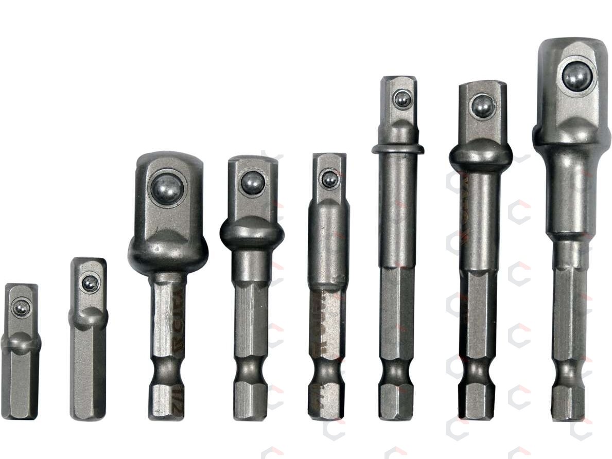 Adapterių komplektas | iš 1/4"(6,3 mm) į galvutes 1/4" - 3/8" - 1/2" | 8 vnt. (YT-04639) 1 Adapterių komplektas | iš 1/4"(6,3 mm) į galvutes 1/4" - 3/8" - 1/2" | 8 vnt. (YT-04639) 1