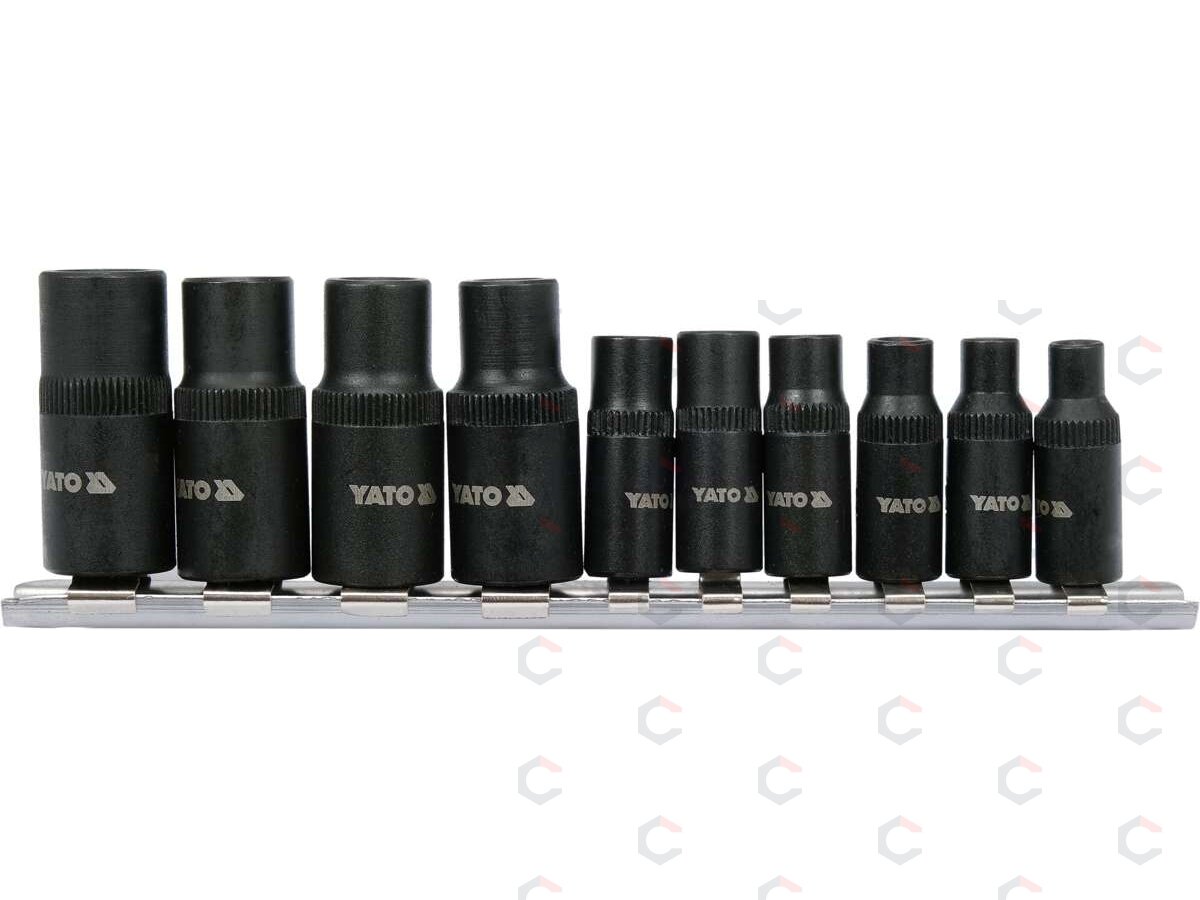Adapterių rinkinys sriegikliams | 6,3 mm (1/4") / 10 mm (3/8") | 10 vnt. (YT-29280) 2 Adapterių rinkinys sriegikliams | 6,3 mm (1/4") / 10 mm (3/8") | 10 vnt. (YT-29280) 2