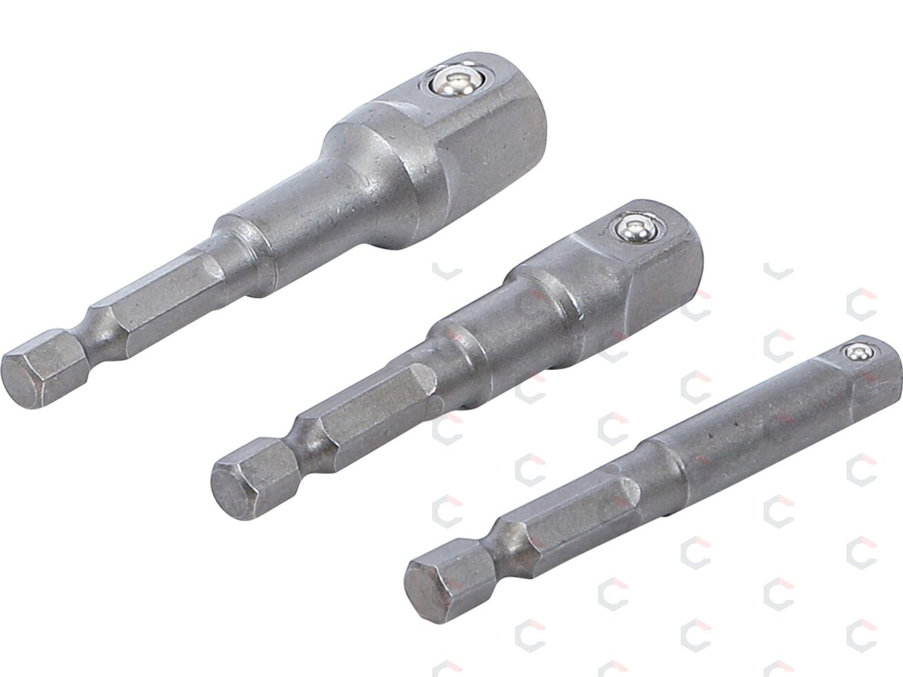 Adapterių komplektas | 6.3 mm (1/4") antgalis | 6.3 mm (1/4") / 10 mm (3/8") / 12,5 mm (1/2") | 3 vnt. (9685) 1 Adapterių komplektas | 6.3 mm (1/4") antgalis | 6.3 mm (1/4") / 10 mm (3/8") / 12,5 mm (1/2") | 3 vnt. (9685) 1