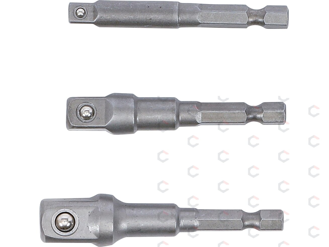 Adapterių komplektas | 6.3 mm (1/4") antgalis | 6.3 mm (1/4") / 10 mm (3/8") / 12,5 mm (1/2") | 3 vnt. (9685) 2 Adapterių komplektas | 6.3 mm (1/4") antgalis | 6.3 mm (1/4") / 10 mm (3/8") / 12,5 mm (1/2") | 3 vnt. (9685) 2