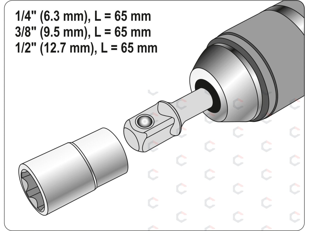 Adapterių rinkinys | SDS - išoriniai kvadratai 6,3 mm (1/4"), 10 mm (3/8"), 12,5 mm (1/2") | 3 vnt. (YT-04686) 2 Adapterių rinkinys | SDS - išoriniai kvadratai 6,3 mm (1/4"), 10 mm (3/8"), 12,5 mm (1/2") | 3 vnt. (YT-04686) 2
