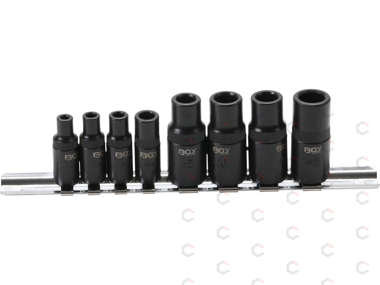 Adapterių rinkinys sriegikliams | 6,3 mm (1/4") / 10 mm (3/8") | 8 vnt. (9771) Adapterių rinkinys sriegikliams | 6,3 mm (1/4") / 10 mm (3/8") | 8 vnt. (9771)