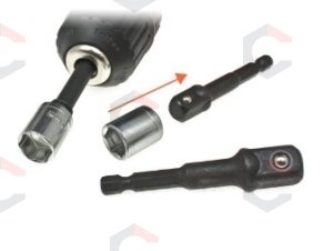 Adapterių komplektas iš 1/4"(6,3 mm) į galvutes 1/4" - 3/8" - 1/2" (SK1197) 1 Adapterių komplektas iš 1/4"(6,3 mm) į galvutes 1/4" - 3/8" - 1/2" (SK1197) 1