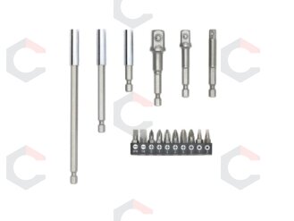 Adapterių ir antgalių komplektas 1/4"(6,3 mm) į antgalius ir galvutes 1/4" - 3/8" - 1/2" | 16 vnt. (SB16) Adapterių ir antgalių komplektas 1/4"(6,3 mm) į antgalius ir galvutes 1/4" - 3/8" - 1/2" | 16 vnt. (SB16)