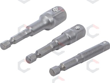 Adapterių komplektas | 6.3 mm (1/4") antgalis | 6.3 mm (1/4") / 10 mm (3/8") / 12,5 mm (1/2") | 3 vnt. (9685) Adapterių komplektas | 6.3 mm (1/4") antgalis | 6.3 mm (1/4") / 10 mm (3/8") / 12,5 mm (1/2") | 3 vnt. (9685)
