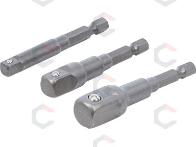 Adapterių komplektas | 6.3 mm (1/4") antgalis | 6.3 mm (1/4") / 10 mm (3/8") / 12,5 mm (1/2") | 3 vnt. (9685) Adapterių komplektas | 6.3 mm (1/4") antgalis | 6.3 mm (1/4") / 10 mm (3/8") / 12,5 mm (1/2") | 3 vnt. (9685)