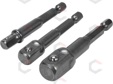 Adapterių komplektas | 6.3 mm (1/4") antgalis | 6.3 mm (1/4") / 10 mm (3/8") / 12,5 mm (1/2") | 3 vnt. (YT-04685) Adapterių komplektas | 6.3 mm (1/4") antgalis | 6.3 mm (1/4") / 10 mm (3/8") / 12,5 mm (1/2") | 3 vnt. (YT-04685)