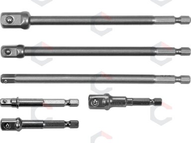 Adapterių komplektas | ilgi ir trumpi | iš 1/4"(6,3 mm) į galvutes 1/4" - 3/8" - 1/2" | 150 mm (YT-04629) Adapterių komplektas | ilgi ir trumpi | iš 1/4"(6,3 mm) į galvutes 1/4" - 3/8" - 1/2" | 150 mm (YT-04629)