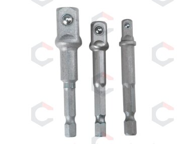 Adapterių komplektas iš 1/4"(6,3 mm) į galvutes 1/4" - 3/8" - 1/2" (SK1197)