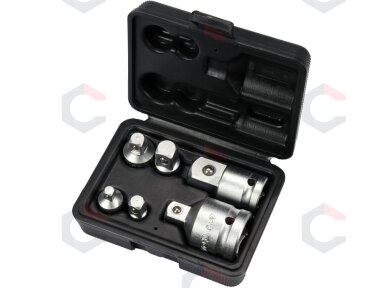 Adapterių rinkinys | 6 vnt. | CrV plienas | su dėžute (YT-10671) Adapterių rinkinys | 6 vnt. | CrV plienas | su dėžute (YT-10671)