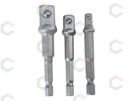 Adapterių komplektas iš 1/4"(6,3 mm) į galvutes 1/4" - 3/8" - 1/2" (SK1197)