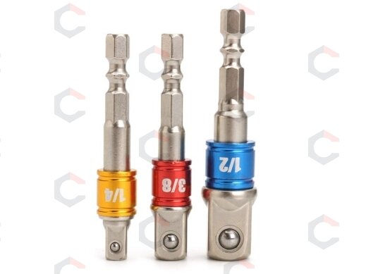 Adapterių komplektas | 6.3 mm (1/4") antgalis | 6.3 mm (1/4") / 10 mm (3/8") / 12,5 mm (1/2") | 3 vnt. (AMY-1703) 3 Adapterių komplektas | 6.3 mm (1/4") antgalis | 6.3 mm (1/4") / 10 mm (3/8") / 12,5 mm (1/2") | 3 vnt. (AMY-1703) 3