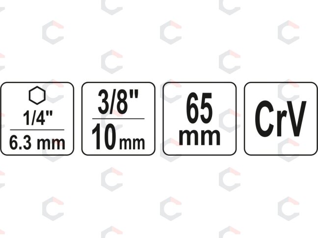 Adapteris | 6,3 mm (1/4") / 10 mm (3/8") (YT-04626) 3 Adapteris | 6,3 mm (1/4") / 10 mm (3/8") (YT-04626) 3