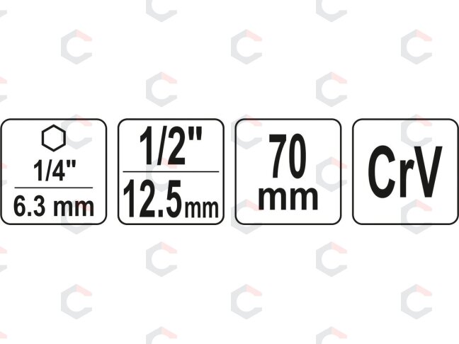 Adapteris | 6,3 mm (1/4") / 12,5 mm (1/2") (YT-04627) 3 Adapteris | 6,3 mm (1/4") / 12,5 mm (1/2") (YT-04627) 3