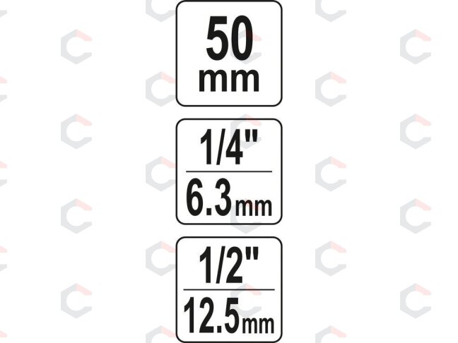 Adapteris smūginis | 12,5 mm (1/2") | 6.3 mm (1/4") (YT-04691) 4 Adapteris smūginis | 12,5 mm (1/2") | 6.3 mm (1/4") (YT-04691) 4
