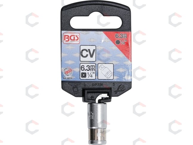Adapteris su fiksuojamu rutuliu | vidinis kvadratas 6.3 mm (1/4") | vidinis šešiakampis 6.3 mm (1/4") (8213) 1 Adapteris su fiksuojamu rutuliu | vidinis kvadratas 6.3 mm (1/4") | vidinis šešiakampis 6.3 mm (1/4") (8213) 1