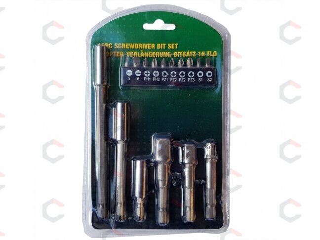 Adapterių ir antgalių komplektas 1/4"(6,3 mm) į antgalius ir galvutes 1/4" - 3/8" - 1/2" | 16 vnt. (SB16) 1 Adapterių ir antgalių komplektas 1/4"(6,3 mm) į antgalius ir galvutes 1/4" - 3/8" - 1/2" | 16 vnt. (SB16) 1