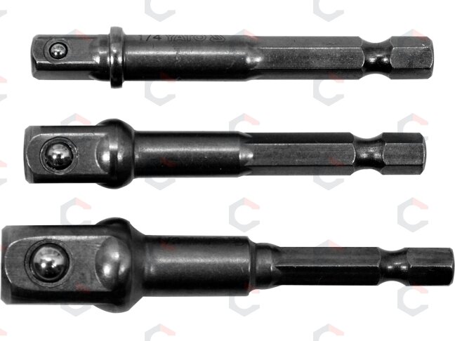 Adapterių komplektas | 6.3 mm (1/4") antgalis | 6.3 mm (1/4") / 10 mm (3/8") / 12,5 mm (1/2") | 3 vnt. (YT-04685) 1 Adapterių komplektas | 6.3 mm (1/4") antgalis | 6.3 mm (1/4") / 10 mm (3/8") / 12,5 mm (1/2") | 3 vnt. (YT-04685) 1
