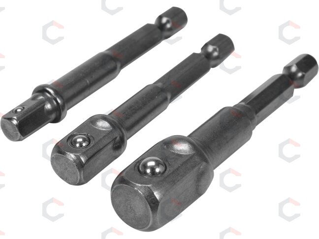 Adapterių komplektas | 6.3 mm (1/4") antgalis | 6.3 mm (1/4") / 10 mm (3/8") / 12,5 mm (1/2") | 3 vnt. (YT-04685) Adapterių komplektas | 6.3 mm (1/4") antgalis | 6.3 mm (1/4") / 10 mm (3/8") / 12,5 mm (1/2") | 3 vnt. (YT-04685)