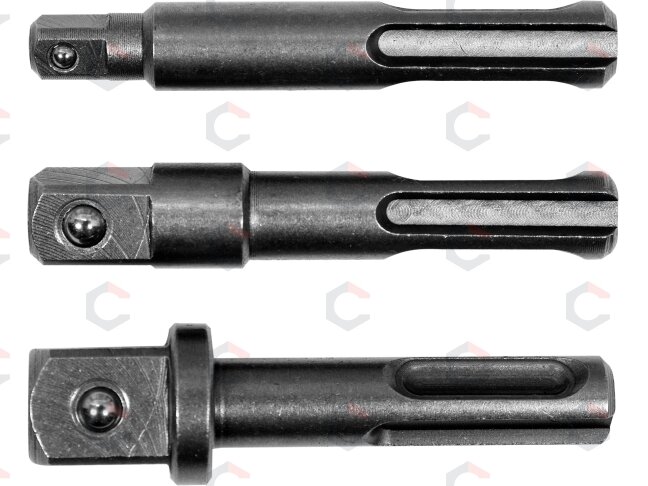 Adapterių rinkinys | SDS - išoriniai kvadratai 6,3 mm (1/4"), 10 mm (3/8"), 12,5 mm (1/2") | 3 vnt. (YT-04686) 1 Adapterių rinkinys | SDS - išoriniai kvadratai 6,3 mm (1/4"), 10 mm (3/8"), 12,5 mm (1/2") | 3 vnt. (YT-04686) 1