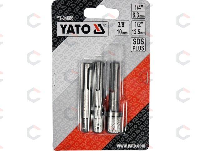 Adapterių rinkinys | SDS - išoriniai kvadratai 6,3 mm (1/4"), 10 mm (3/8"), 12,5 mm (1/2") | 3 vnt. (YT-04686) 3 Adapterių rinkinys | SDS - išoriniai kvadratai 6,3 mm (1/4"), 10 mm (3/8"), 12,5 mm (1/2") | 3 vnt. (YT-04686) 3