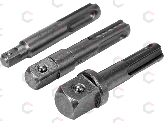 Adapterių rinkinys | SDS - išoriniai kvadratai 6,3 mm (1/4"), 10 mm (3/8"), 12,5 mm (1/2") | 3 vnt. (YT-04686) Adapterių rinkinys | SDS - išoriniai kvadratai 6,3 mm (1/4"), 10 mm (3/8"), 12,5 mm (1/2") | 3 vnt. (YT-04686)