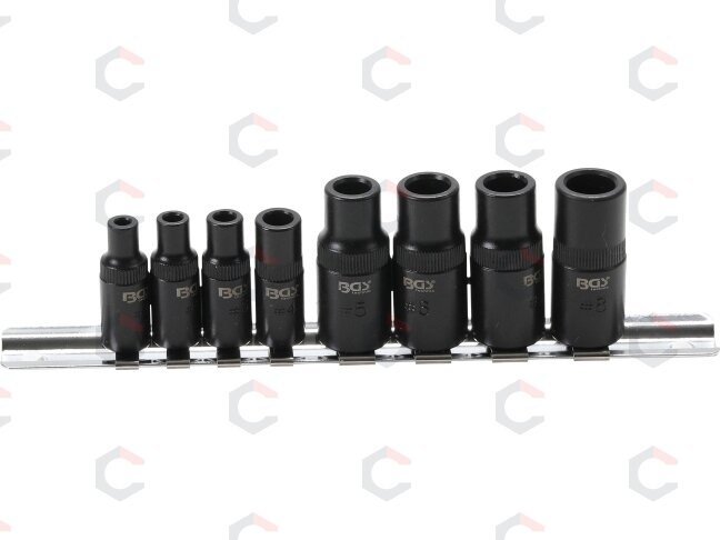 Adapterių rinkinys sriegikliams | 6,3 mm (1/4") / 10 mm (3/8") | 8 vnt. (9771) Adapterių rinkinys sriegikliams | 6,3 mm (1/4") / 10 mm (3/8") | 8 vnt. (9771)