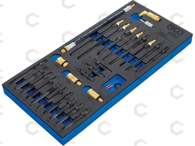 Adapterių rinkinys suspaudimo ir slėgio nuotėkio testeriams | 30 vnt. (6960) Adapterių rinkinys suspaudimo ir slėgio nuotėkio testeriams | 30 vnt. (6960)