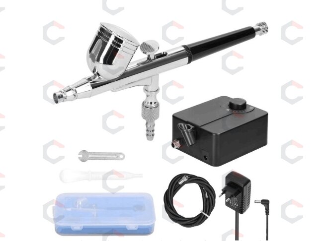 Aerografas su kompresorium | neautomatinio tipo | 12V | 12L/min (AB12) Aerografas su kompresorium | neautomatinio tipo | 12V | 12L/min (AB12)