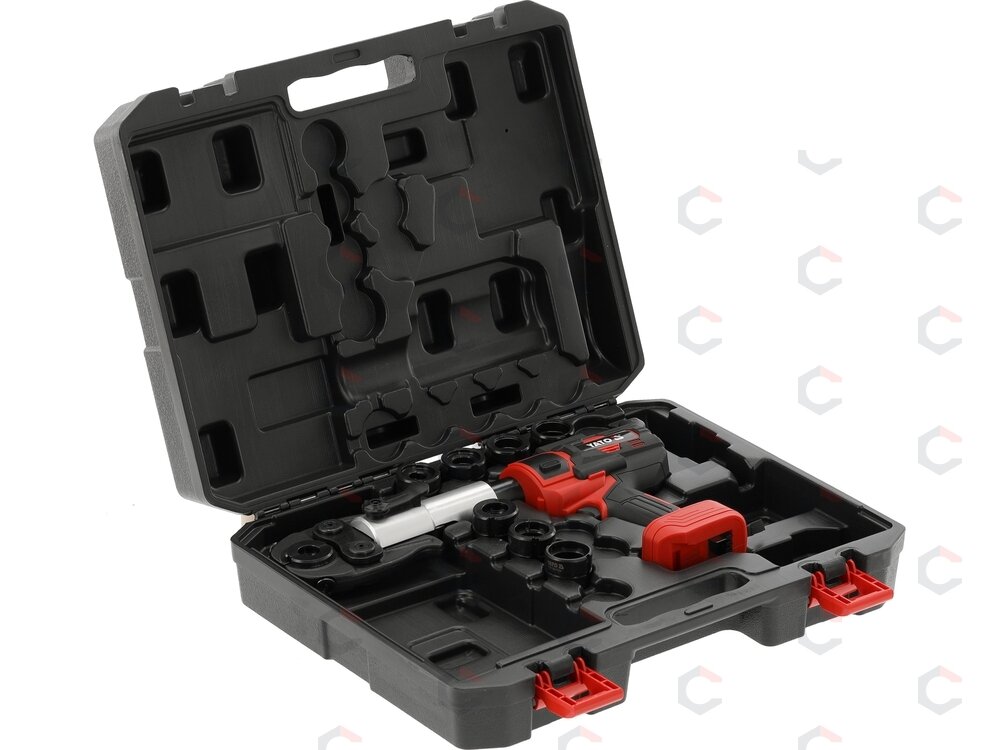 Akumuliatorinis PEX-AL-PEX vamzdžių presas YATO | U/TH 16–32 mm | 18 V | 32 kN (YT-21734) 9 Akumuliatorinis PEX-AL-PEX vamzdžių presas YATO | U/TH 16–32 mm | 18 V | 32 kN (YT-21734) 9