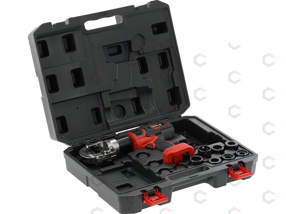 Akumuliatorinis PEX-AL-PEX vamzdžių presas YATO | U/TH 16–32 mm | 18 V | 60 kN (YT-21733) 10 Akumuliatorinis PEX-AL-PEX vamzdžių presas YATO | U/TH 16–32 mm | 18 V | 60 kN (YT-21733) 10