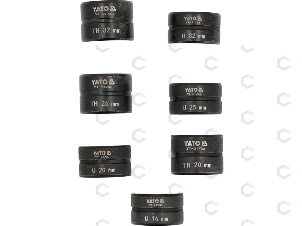 Akumuliatorinis PEX-AL-PEX vamzdžių presas YATO | U/TH 16–32 mm | 18 V | 60 kN (YT-21733) 8 Akumuliatorinis PEX-AL-PEX vamzdžių presas YATO | U/TH 16–32 mm | 18 V | 60 kN (YT-21733) 8