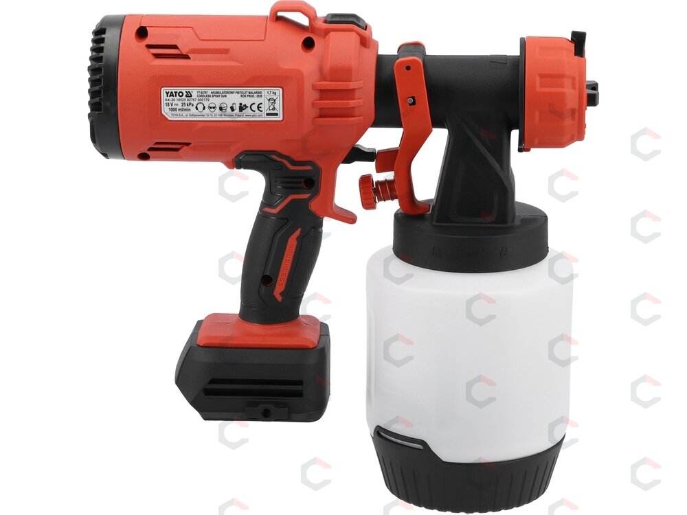 Akumuliatorinis dažymo pistoletas HVLP | 18 V | 1 l | bešepetėlinis | be akumuliatoriaus (YT-82767) 5 Akumuliatorinis dažymo pistoletas HVLP | 18 V | 1 l | bešepetėlinis | be akumuliatoriaus (YT-82767) 5
