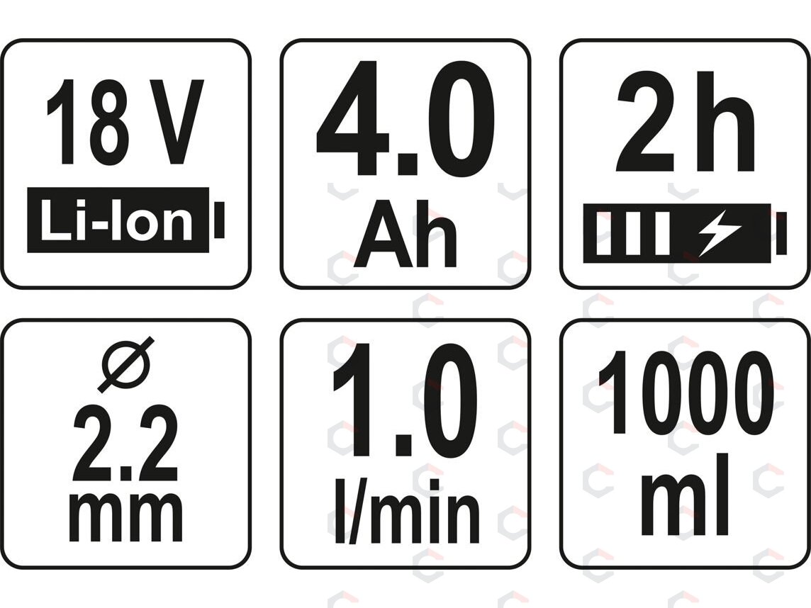 Akumuliatorininis dažymo pistoletas | sienoms ir luboms | Li-Ion 18 V 4 Ah | 1L / Min (YT-82765) 3 Akumuliatorininis dažymo pistoletas | sienoms ir luboms | Li-Ion 18 V 4 Ah | 1L / Min (YT-82765) 3