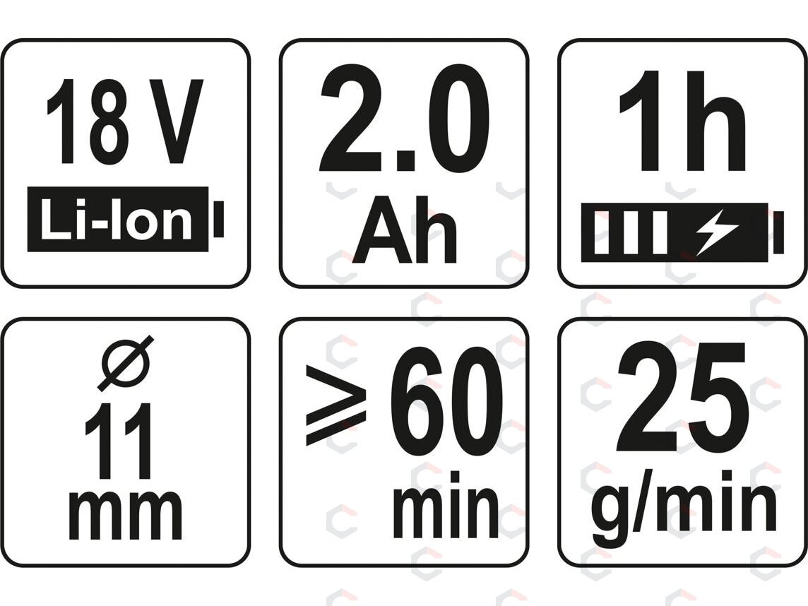 Akumuliatorinis klijavimo pistoletas | 11 mm / 15 sek. | 18V (YT-82854) 4 Akumuliatorinis klijavimo pistoletas | 11 mm / 15 sek. | 18V (YT-82854) 4