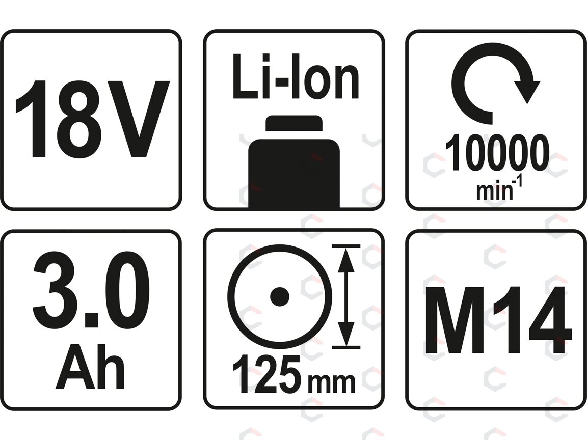 Akumuliatorinis kampinis šlifuoklis 125 mm 18V, 2 Akumuliatoriai (3AH) (YT-82828) 4 Akumuliatorinis kampinis šlifuoklis 125 mm 18V, 2 Akumuliatoriai (3AH) (YT-82828) 4