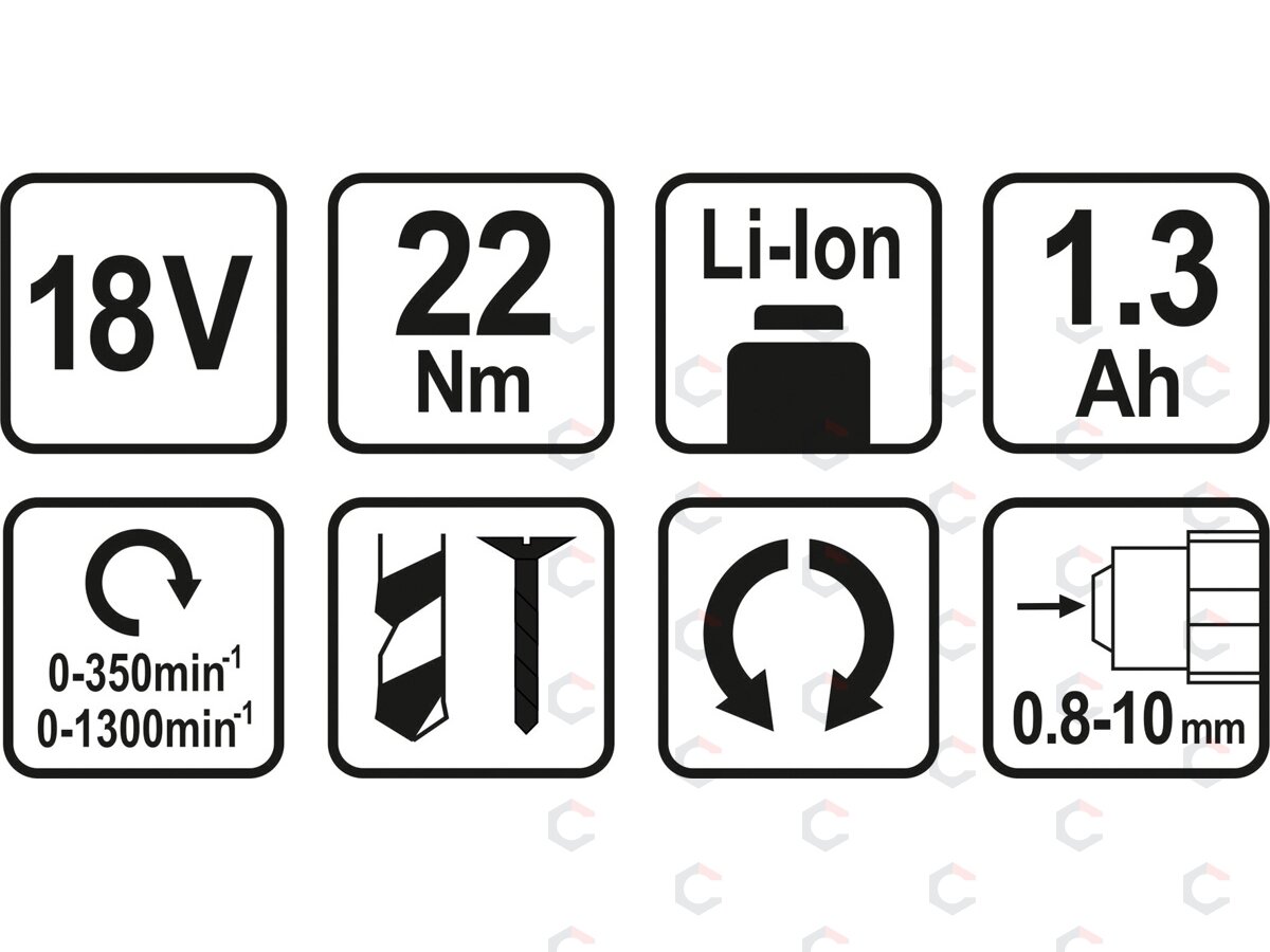 Akumuliatorinis smūginis gręžtuvas / suktukas 18V +2 X AKUM. 1,3AH LI-ION (78972) 9 Akumuliatorinis smūginis gręžtuvas / suktukas 18V +2 X AKUM. 1,3AH LI-ION (78972) 9
