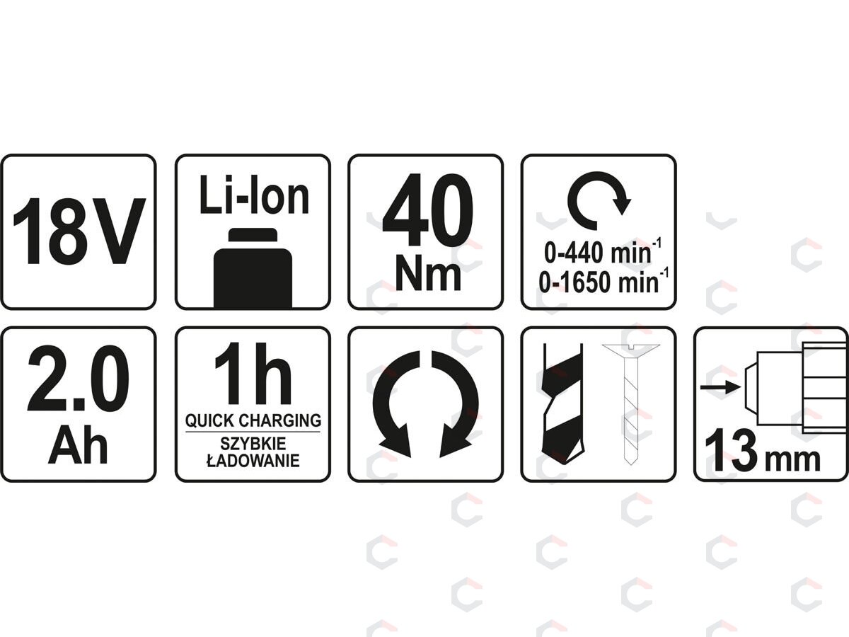 Akumuliatorinis suktukas gęžtuvas LI- ION 18V 2 greičiai Mabuchi variklis (YT-82782) 7 Akumuliatorinis suktukas gęžtuvas LI- ION 18V 2 greičiai Mabuchi variklis (YT-82782) 7