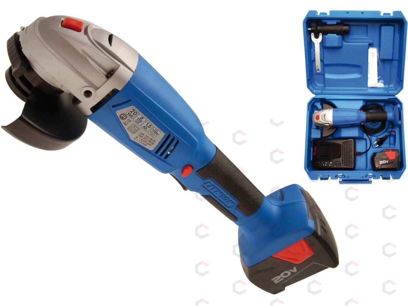 Akumuliatorinis kampinis šlifuoklis | 7000 rpm | 20 V | 1,5 Ah (9258) Akumuliatorinis kampinis šlifuoklis | 7000 rpm | 20 V | 1,5 Ah (9258)