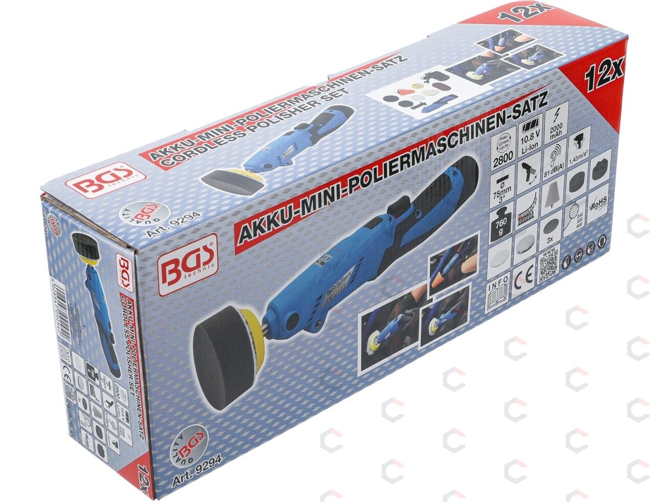 Akumuliatorinis poliruoklis | su rinkiniu | max. 2800 rpm | 12 V | 1500 mAh (9294) 8 Akumuliatorinis poliruoklis | su rinkiniu | max. 2800 rpm | 12 V | 1500 mAh (9294) 8