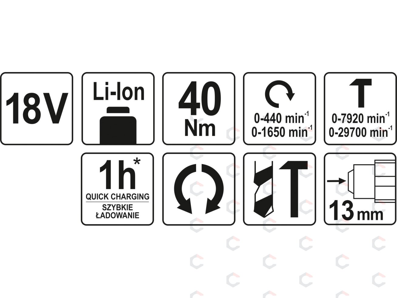 Akumuliatorinis smūginis gręžtuvas / suktukas 13mm, 18V Mabuchi variklis be akumuliatoriaus (YT-82789) 5 Akumuliatorinis smūginis gręžtuvas / suktukas 13mm, 18V Mabuchi variklis be akumuliatoriaus (YT-82789) 5